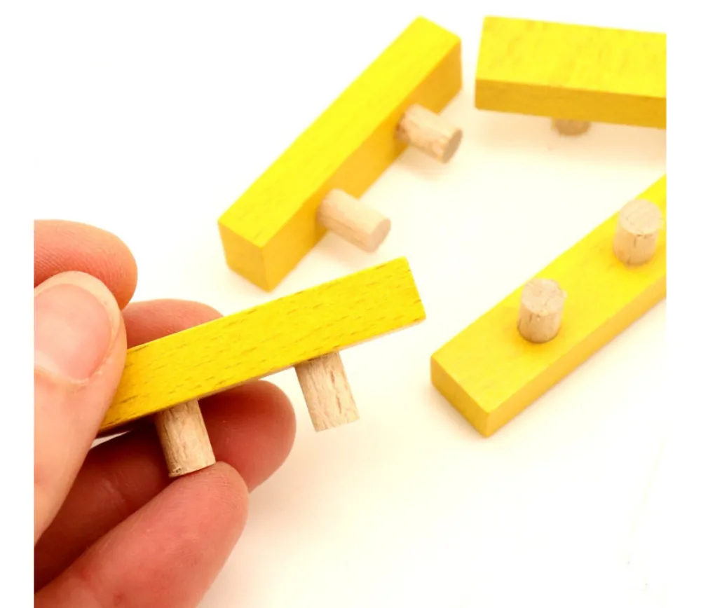 Tout Pour le Jeu Bûchette jaune avec 2 tiges 8x12x48 mm pions en bois pour jeu