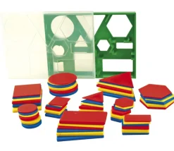 Tout Pour le Jeu Boite 60 formes géométriques à plat épaisseur, taille et couleur, version standard