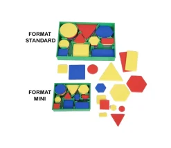 Tout Pour le Jeu Boite 60 formes géométriques à plat épaisseur, taille et couleur, version standard