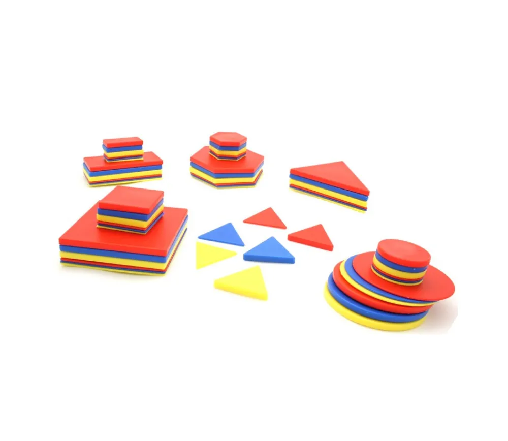 Tout Pour le Jeu Boite 60 formes géométriques à plat épaisseur, taille et couleur. 4 attributs