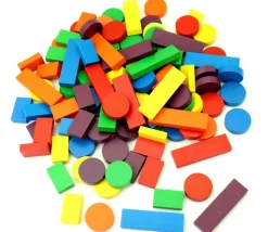 Tout Pour le Jeu Boite 108 Jetons jeux bois multicolores : rond, petits rectangles et grands rectangles pour mise