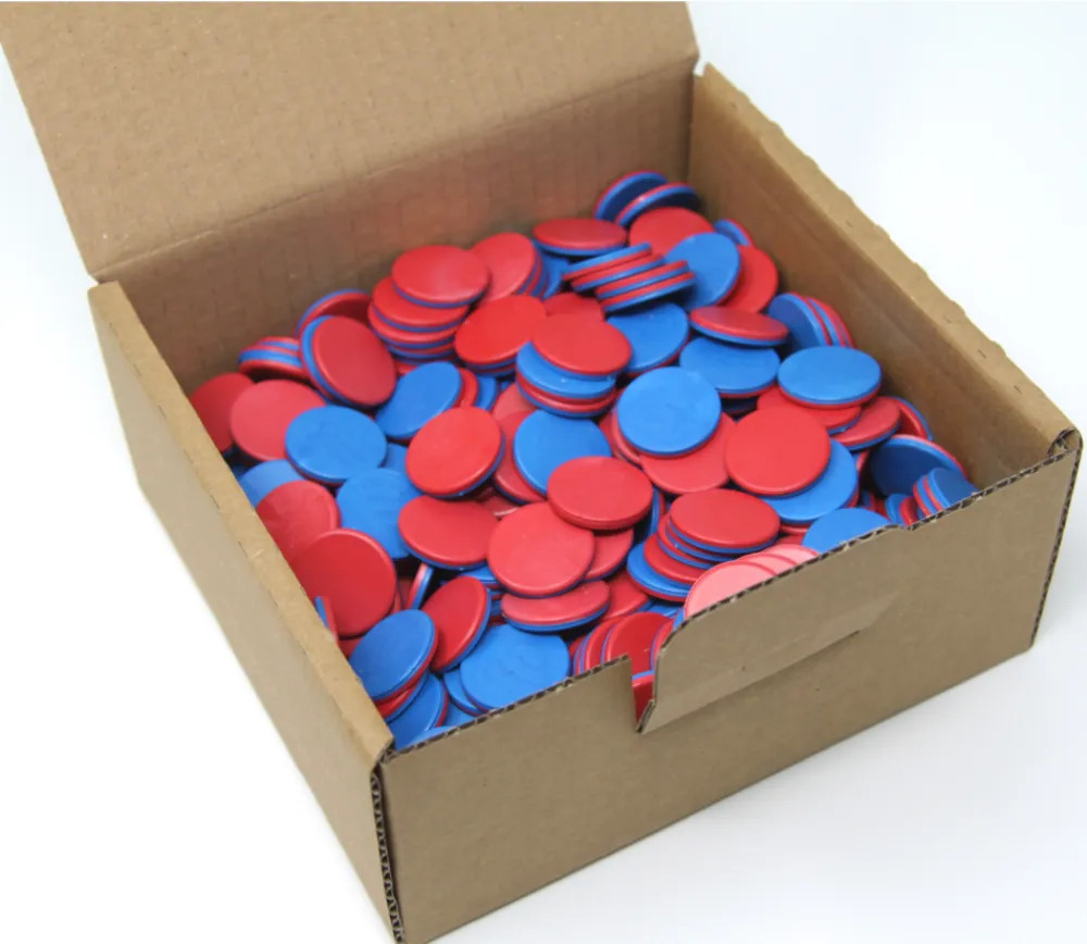 Tout Pour le Jeu Boite 400 Pions 25 mm bicolores recto bleu et verso rouge