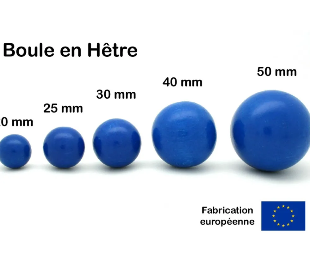 Tout Pour le Jeu Boule 2 cm couleur bleue en bois - bille hêtre diamètre 20 mm