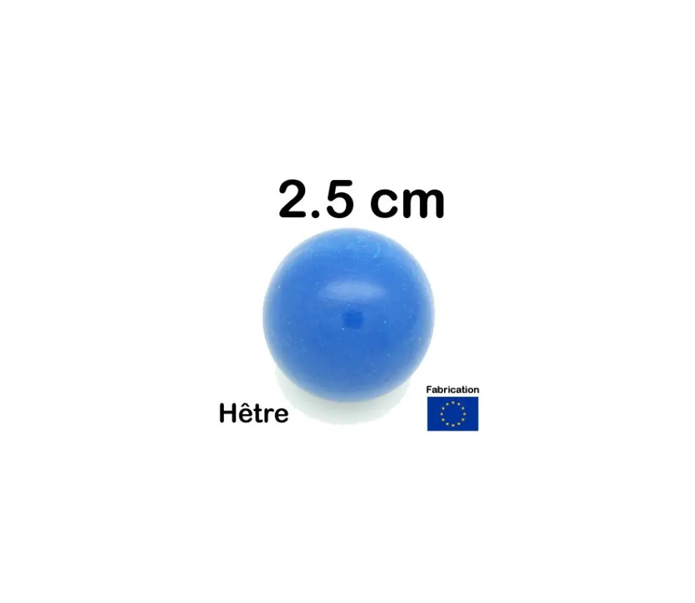 Tout Pour le Jeu Boule 2.5 cm couleur bleue en bois - bille hêtre diamètre 25 mm