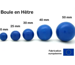 Tout Pour le Jeu Boule 2.5 cm couleur bleue en bois - bille hêtre diamètre 25 mm
