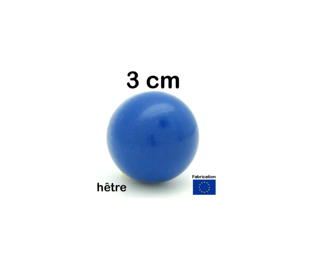 Tout Pour le Jeu Boule 3 cm couleur bleue en bois - bille hêtre diamètre 30 mm