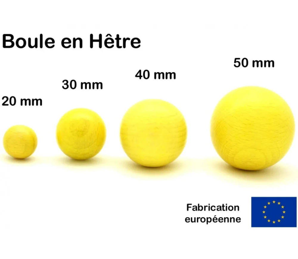 Tout Pour le Jeu Boule 2 cm couleur jaune en bois - bille hêtre diamètre 20 mm