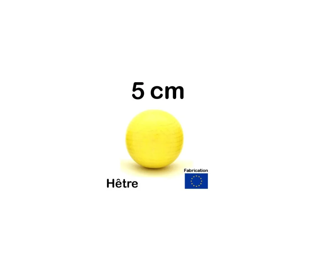 Tout Pour le Jeu Boule 5 cm couleur jaune en bois - bille hêtre diamètre 50 mm