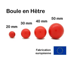 Tout Pour le Jeu Boule 3 cm couleur rouge en bois - cochonnet hêtre diamètre 30 mm