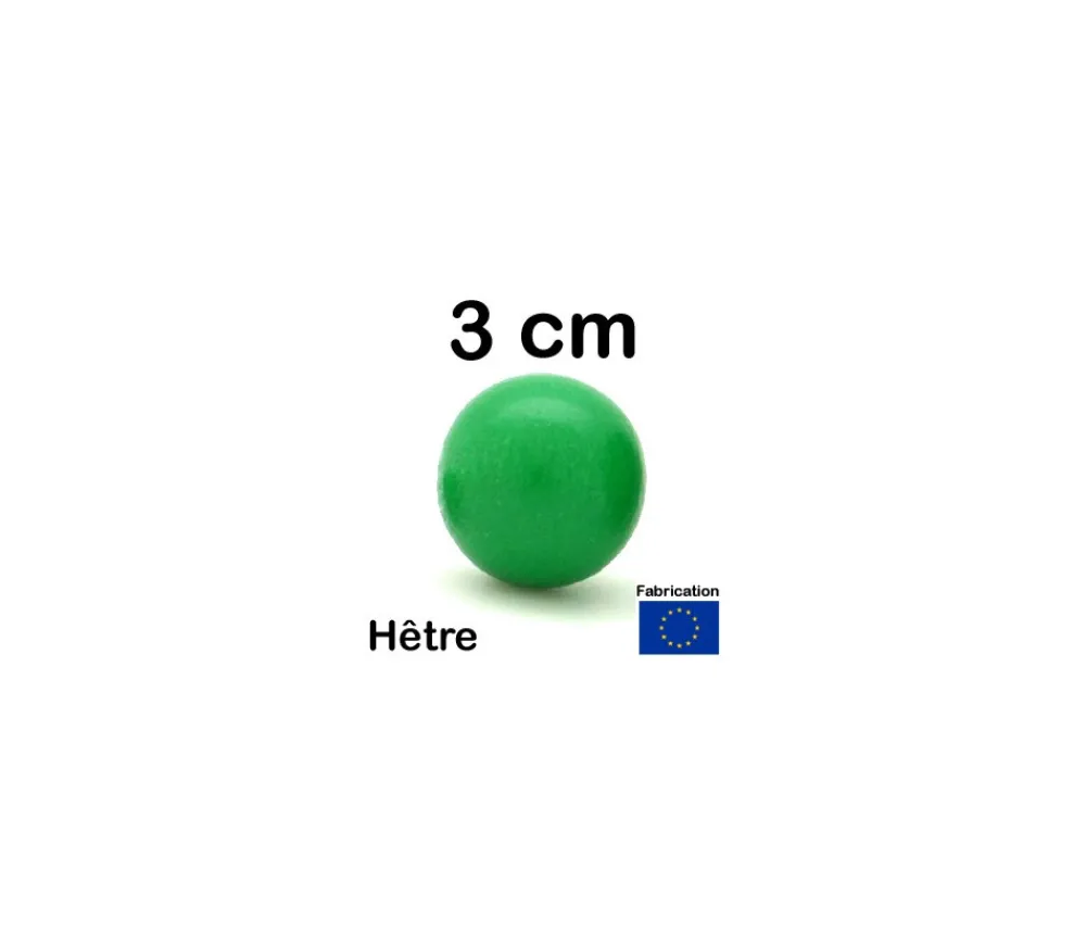 Tout Pour le Jeu Boule 3 cm couleur verte en bois - bille hêtre diamètre 30 mm