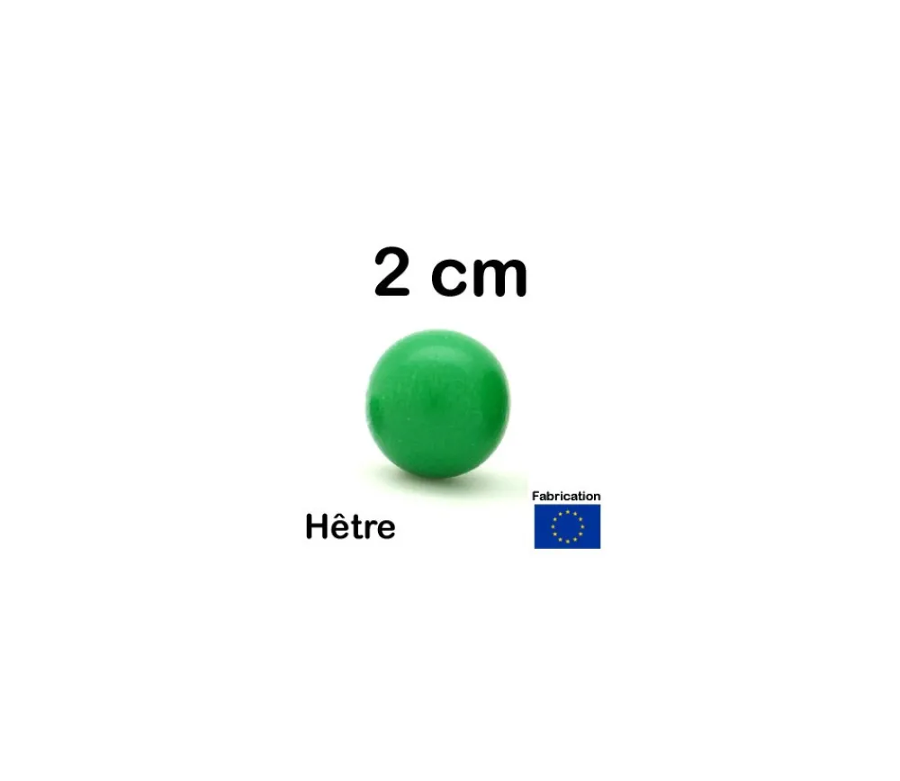 Tout Pour le Jeu Boule 2 cm couleur verte en bois - bille hêtre diamètre 20 mm
