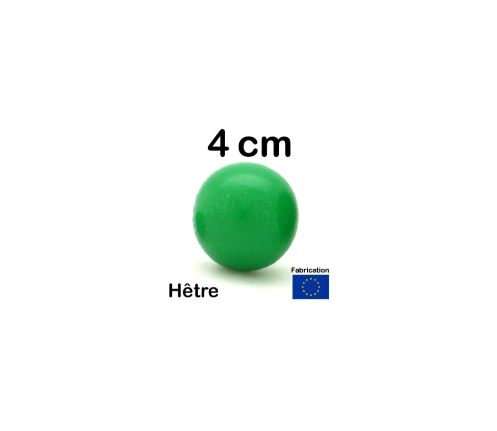 Tout Pour le Jeu Boule 4 cm couleur verte en bois - grosse bille hêtre diamètre 40 mm