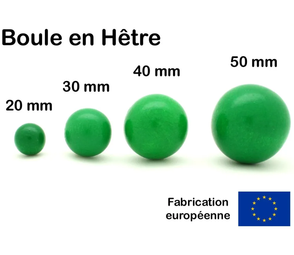 Tout Pour le Jeu Boule 4 cm couleur verte en bois - grosse bille hêtre diamètre 40 mm