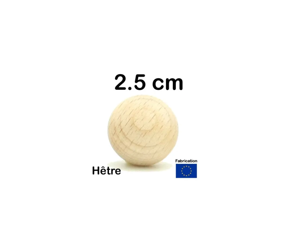 Tout Pour le Jeu Boule 2.5 cm en bois - bille hêtre diamètre 25 mm