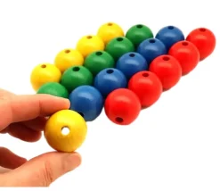 Tout Pour le Jeu Boule percée 3 cm couleur bleue en bois - grosse perle hêtre diamètre 30 mm trou 6 mm