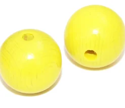 Tout Pour le Jeu Boule percée 3 cm couleur jaune en bois - grosse perle hêtre diamètre 30 mm trou 6 mm
