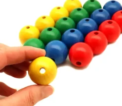 Tout Pour le Jeu Boule percée 3 cm couleur jaune en bois - grosse perle hêtre diamètre 30 mm trou 6 mm