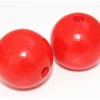 Tout Pour le Jeu Boule percée 3 cm couleur rouge en bois - grosse perle hêtre diamètre 30 mm trou 6 mm