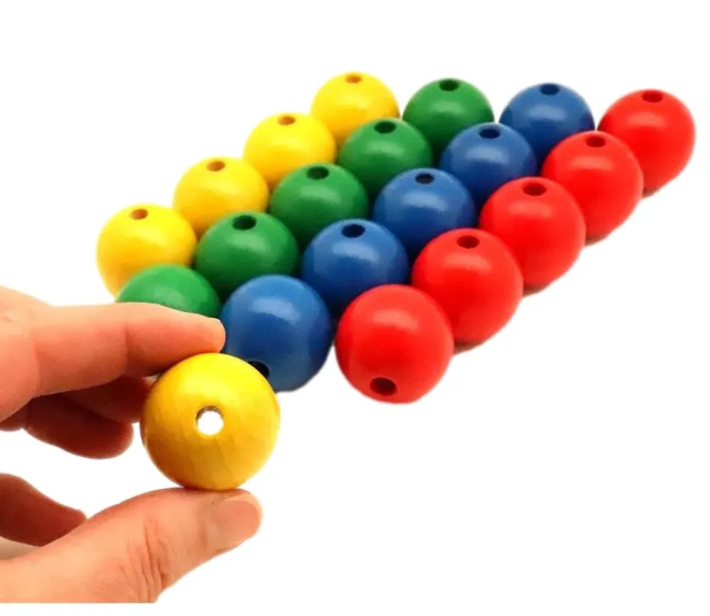 Tout Pour le Jeu Boule percée 3 cm couleur verte en bois - grosse perle hêtre diamètre 30 mm trou 6 mm