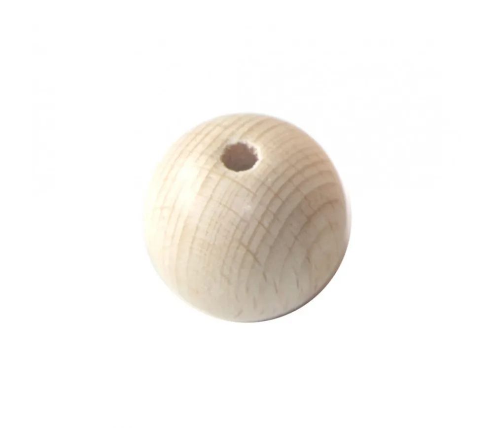 Tout Pour le Jeu Boule percée 4 cm en bois - grosse perle trouée hêtre diamètre 40 mm trou 8 mm