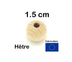 Tout Pour le Jeu Boule percée 1.5 cm en bois - perle trouée hêtre diamètre 15 mm trou de 4 mm