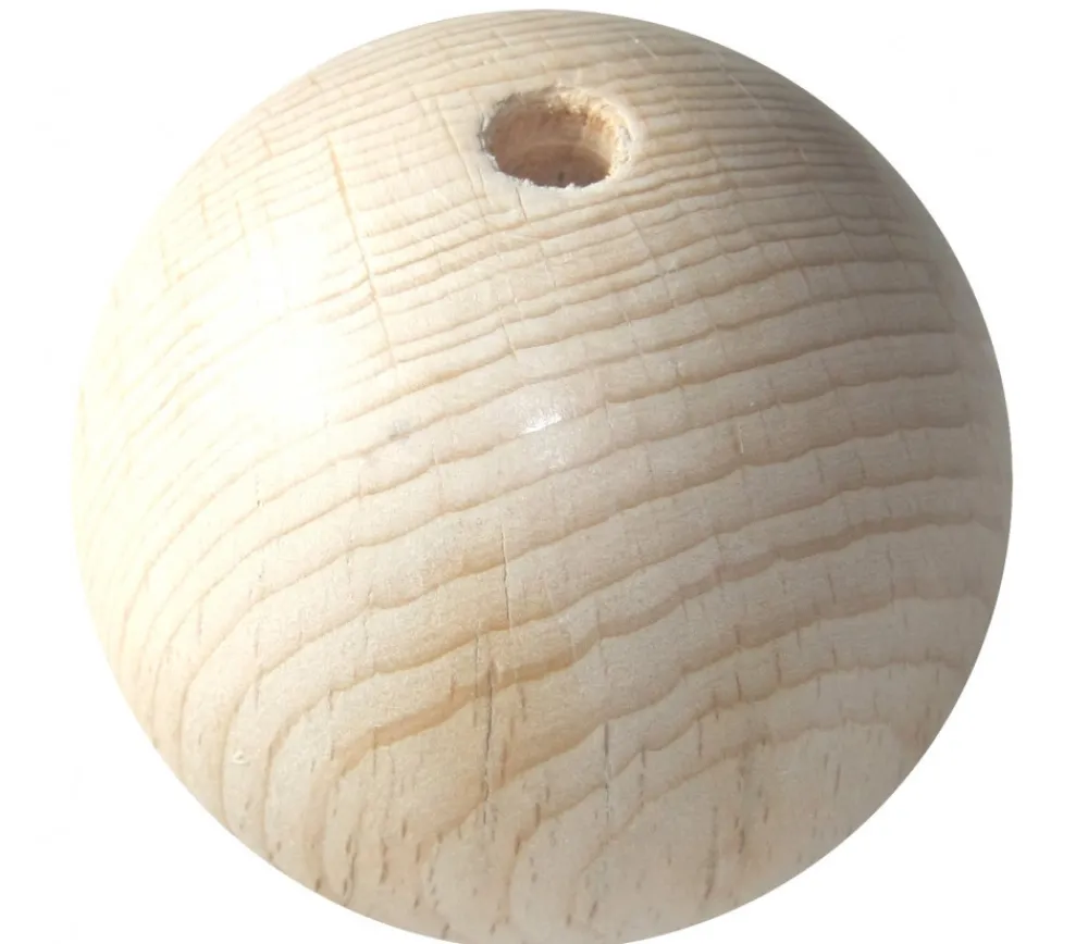 Tout Pour le Jeu Boule percée 8 cm en bois - grosse perle trouée hêtre diamètre 80 mm trou 10 mm