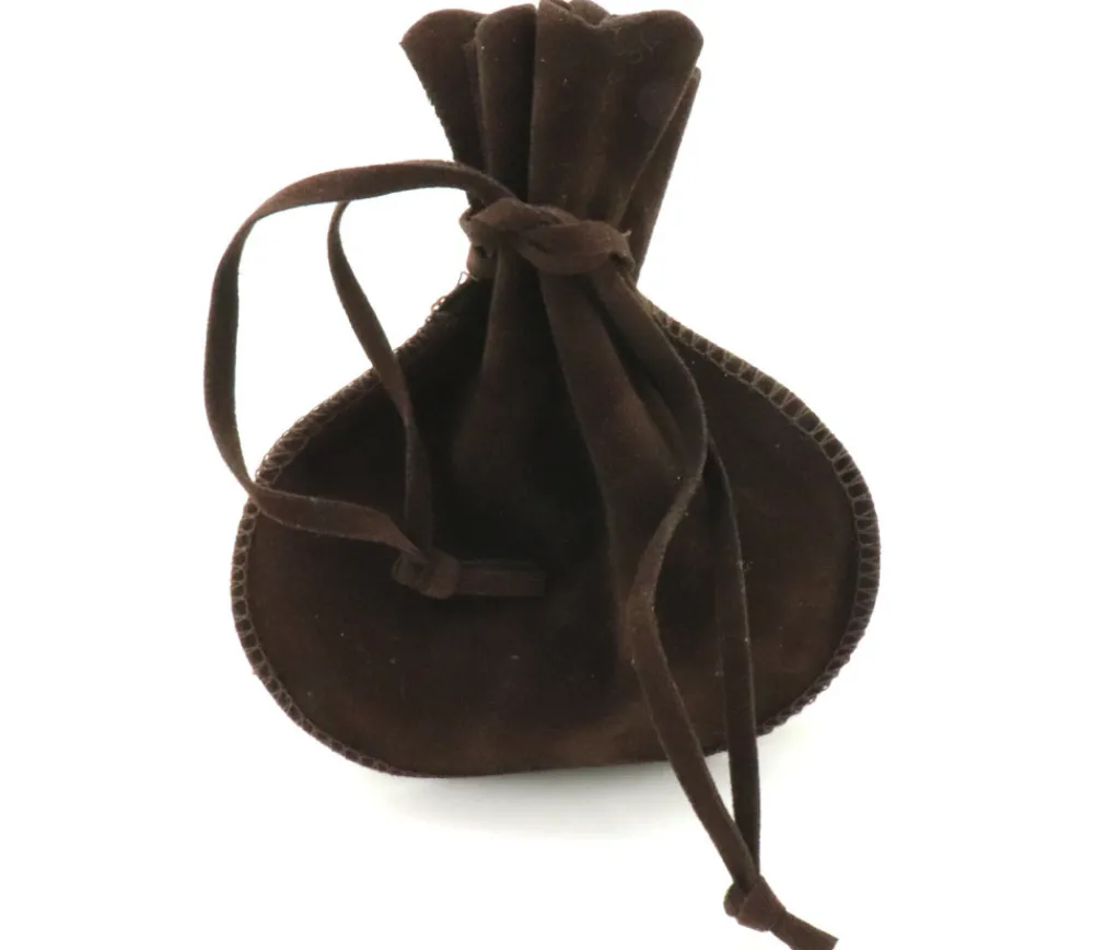 Tout Pour le Jeu Bourse petit Sac marron foncé daim 10x12 cm