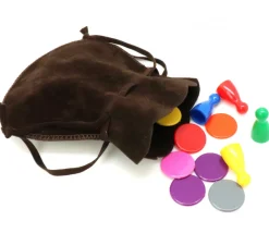 Tout Pour le Jeu Bourse petit Sac marron foncé daim 10x12 cm