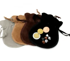 Tout Pour le Jeu Bourse petit Sac marron foncé daim 10x12 cm