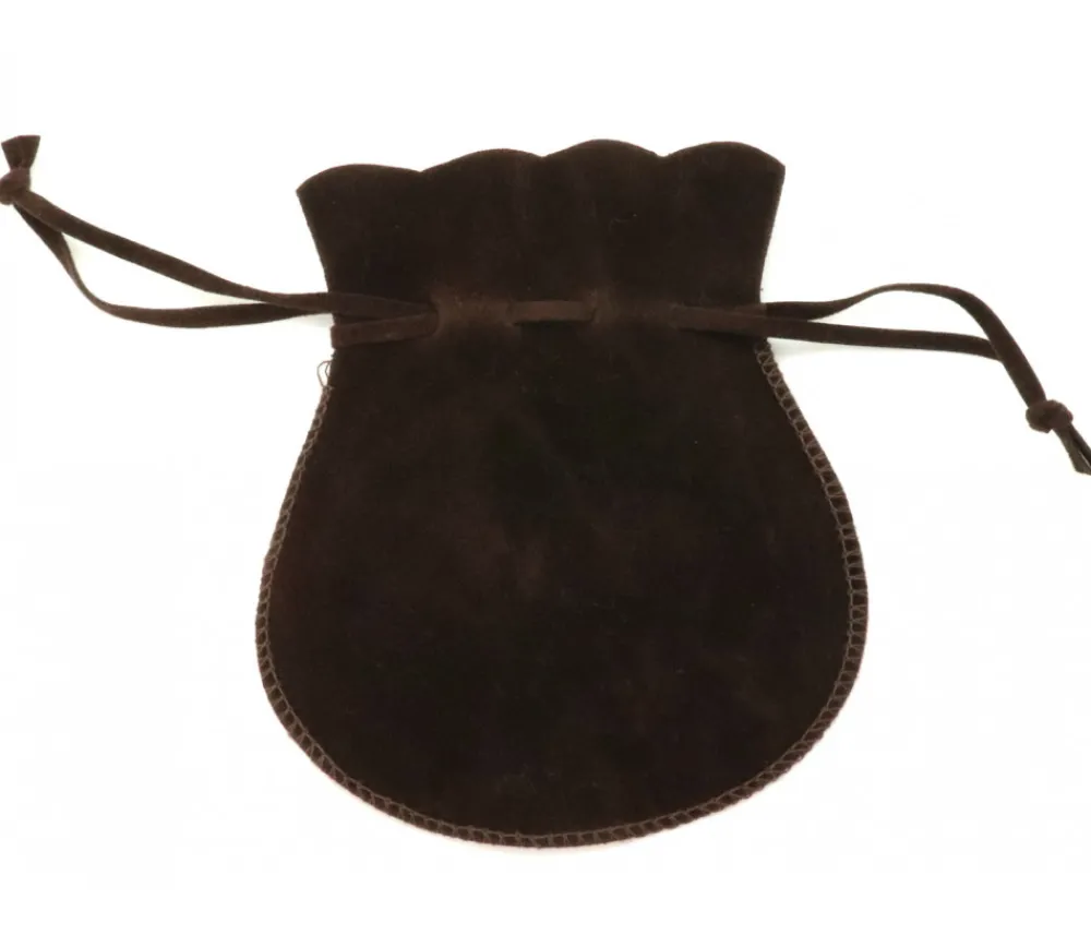 Tout Pour le Jeu Bourse petit Sac marron foncé daim 10x12 cm