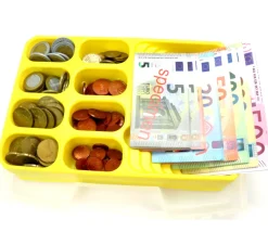 Tout Pour le Jeu Caissette avec 290 pièces et billets euros factices de jeux
