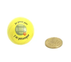 Tout Pour le Jeu Cochonnet FUN "je peux pas, j'ai pétanque" hêtre 3 cm jaune