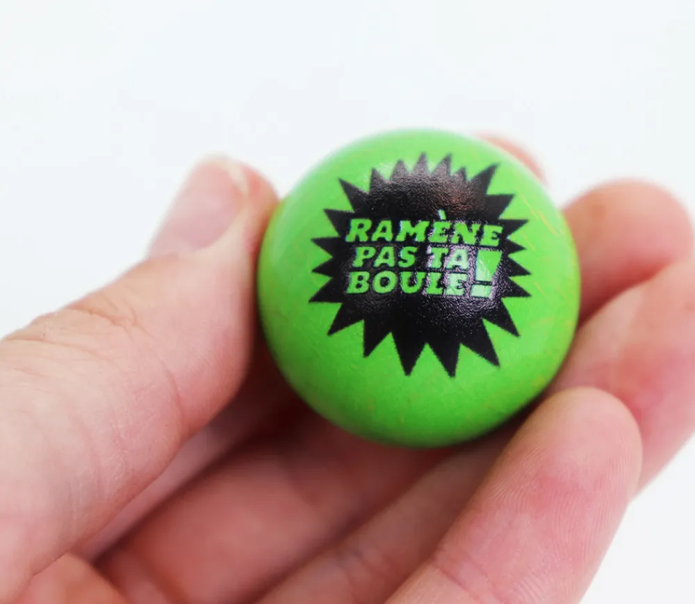 Tout Pour le Jeu Cochonnet FUN "ramène ta boule" hêtre 3 cm verte