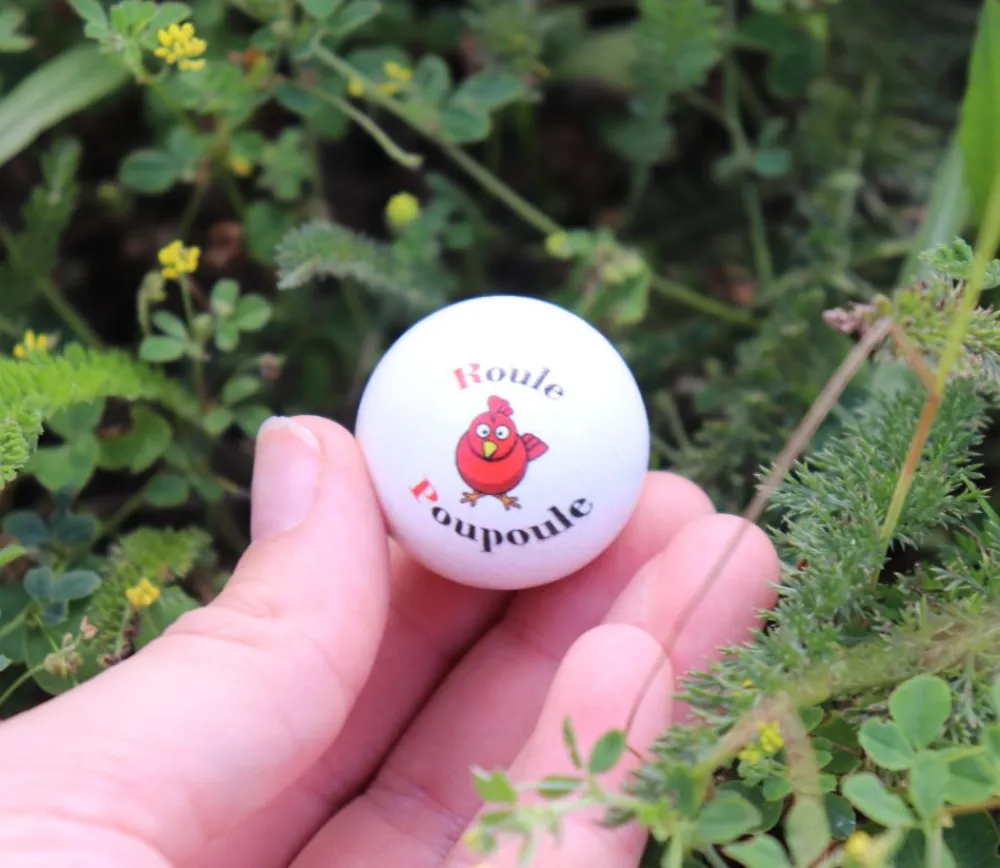 Tout Pour le Jeu Cochonnet FUN "Roule poupoule" hêtre 3 cm blanc