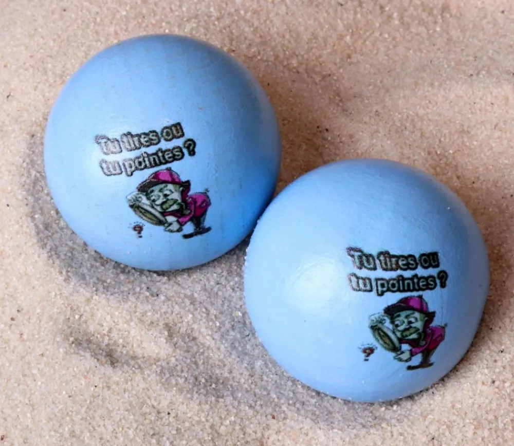 Tout Pour le Jeu Cochonnet FUN "tu tires ou tu pointes" hêtre 3 cm bleu