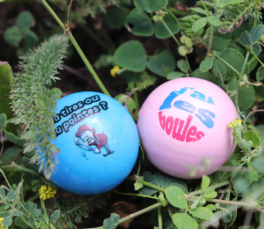 Tout Pour le Jeu Cochonnet FUN "tu tires ou tu pointes" hêtre 3 cm bleu