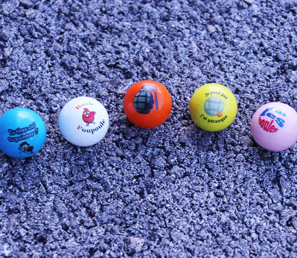 Tout Pour le Jeu Cochonnet FUN "tu tires ou tu pointes" hêtre 3 cm bleu