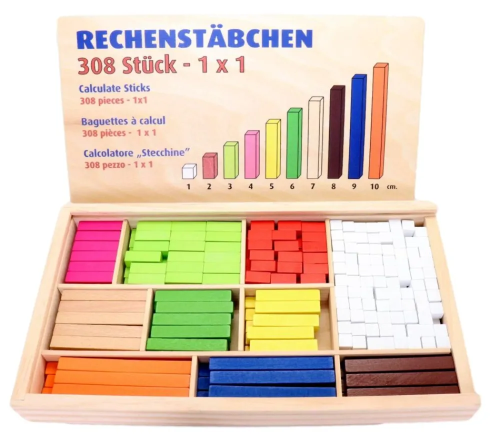 Tout Pour le Jeu Coffret 308 cubes et batonnets bois calcul et jeux - complément 10 - cuisenaire