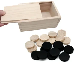 Tout Pour le Jeu Coffret 40 Pions bois pour jeu de dames 2.1 cm noir et naturel
