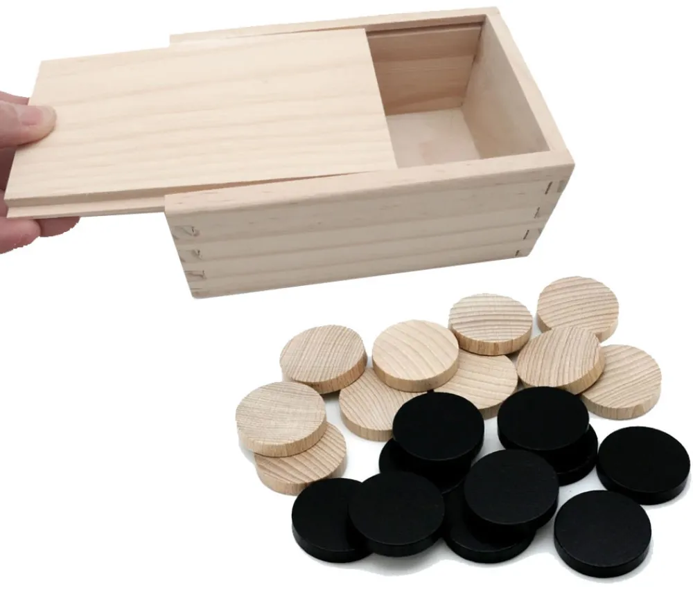 Tout Pour le Jeu Coffret 40 Pions bois pour jeu de dames 2.1 cm noir et naturel