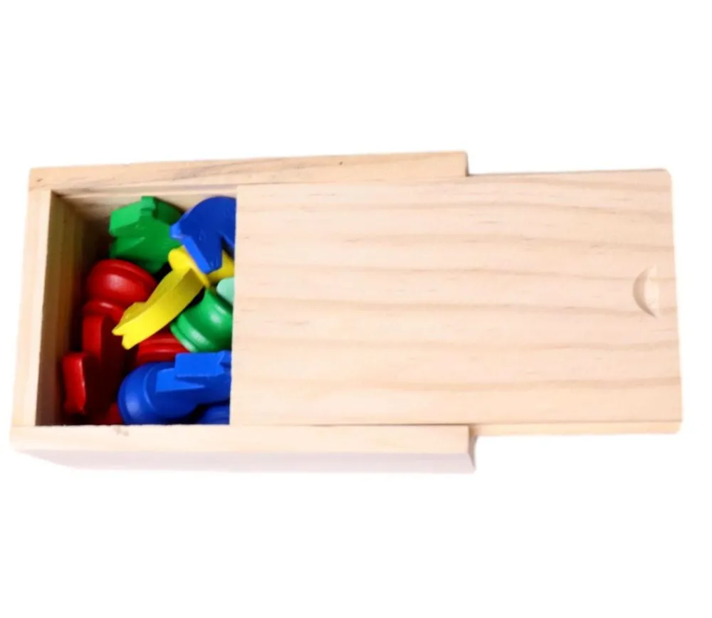 Tout Pour le Jeu Coffret bois 16 pions petits chevaux + 2 dés