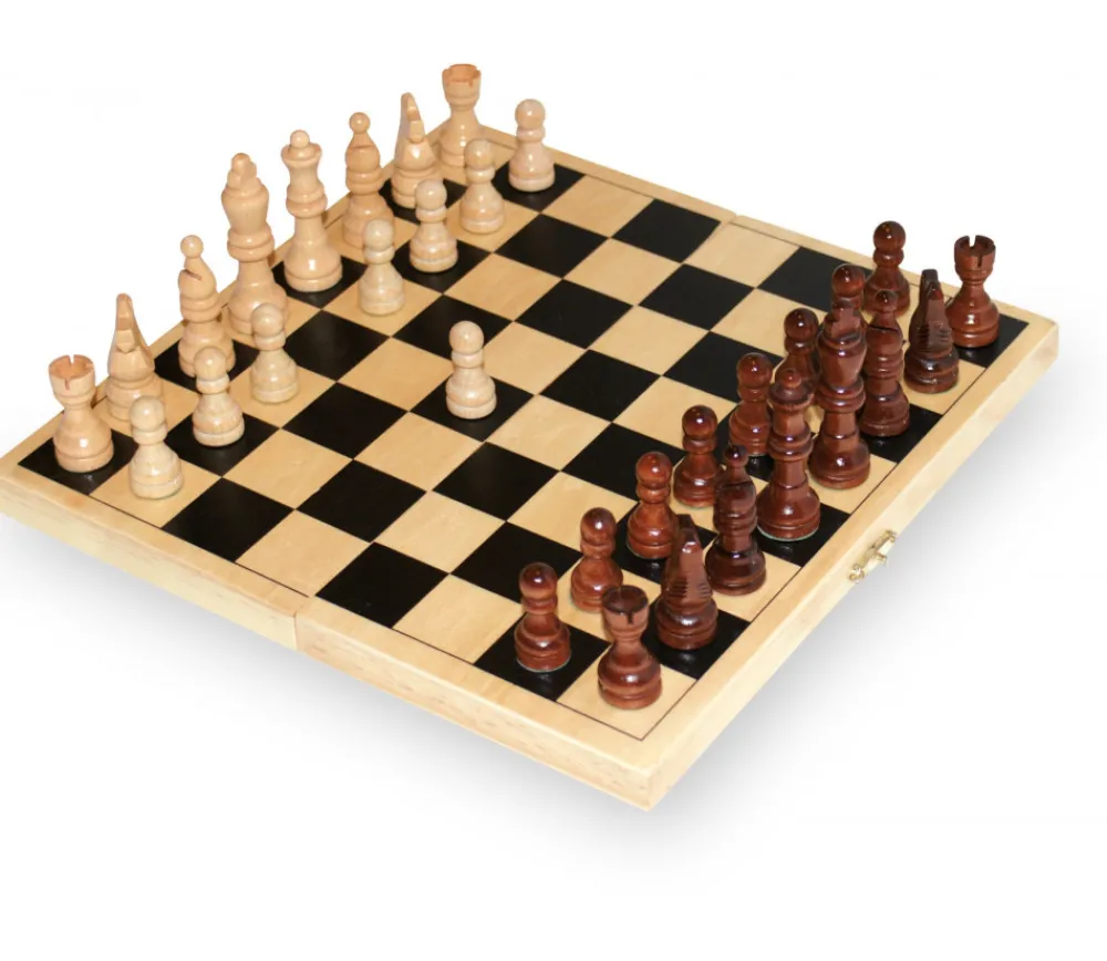 Tout Pour le Jeu Coffret échec complet pliable 26 cm : plateau bois + 32 Pièces bois