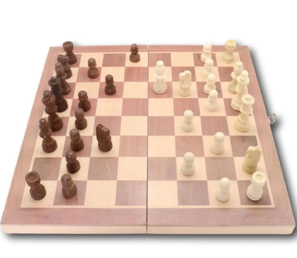 Tout Pour le Jeu Coffret échecs / Dames anglaises / Backgammon 30 cm en bois - 3 jeux en 1