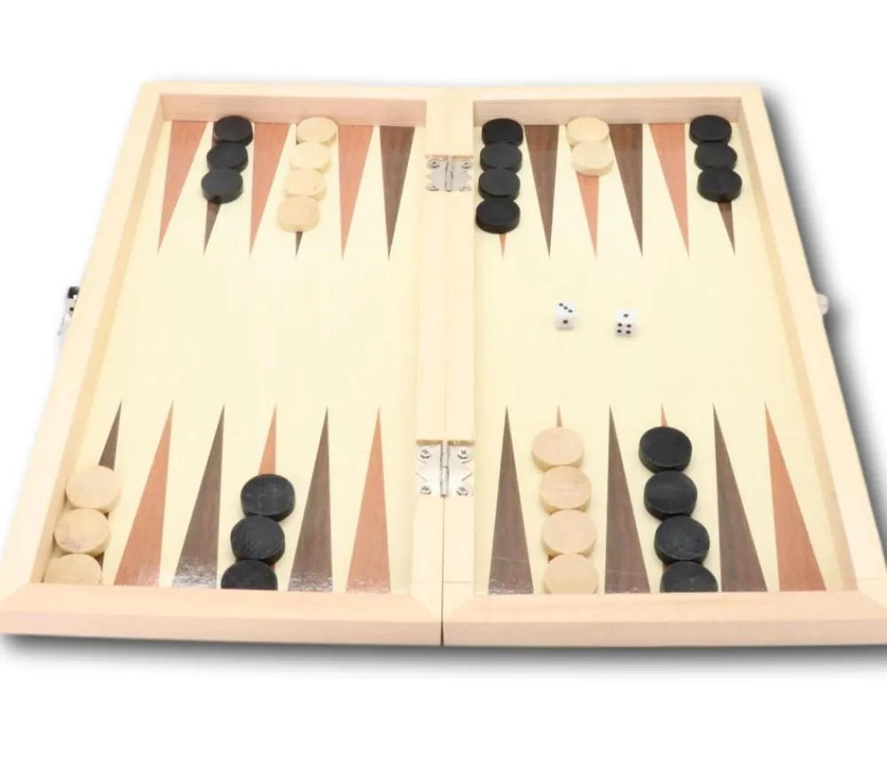 Tout Pour le Jeu Coffret échecs / Dames anglaises / Backgammon 30 cm en bois - 3 jeux en 1