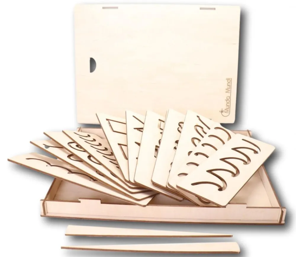 Tout Pour le Jeu Coffret de traçage 12 pochoirs en bois Montessori