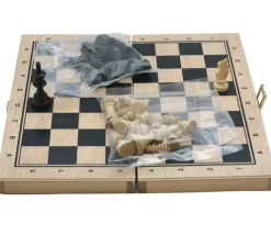 Tout Pour le Jeu Coffret Jeu d'échecs en bois complet plateau pliable + 32 pièces - Fabriqué en France