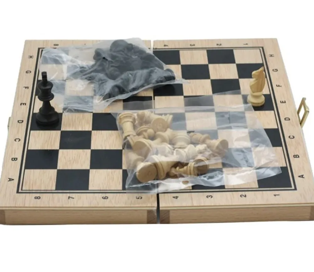 Tout Pour le Jeu Coffret Jeu d'échecs en bois complet plateau pliable + 32 pièces - Fabriqué en France
