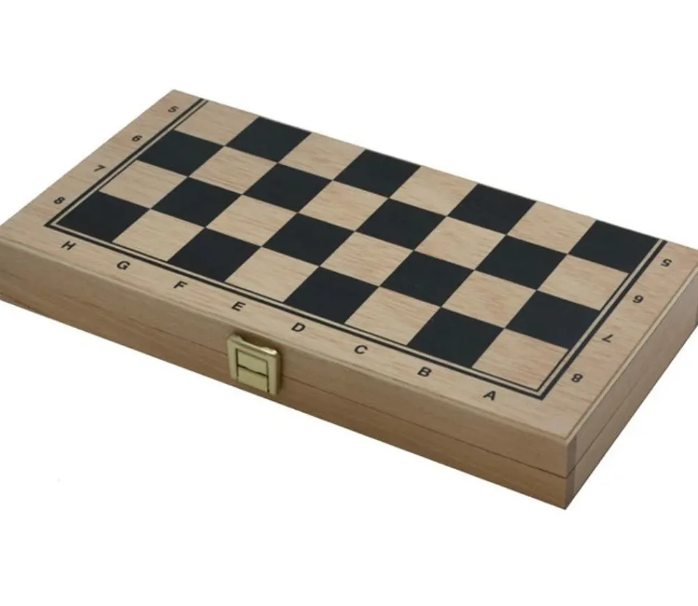 Tout Pour le Jeu Coffret Jeu d'échecs en bois complet plateau pliable + 32 pièces - Fabriqué en France