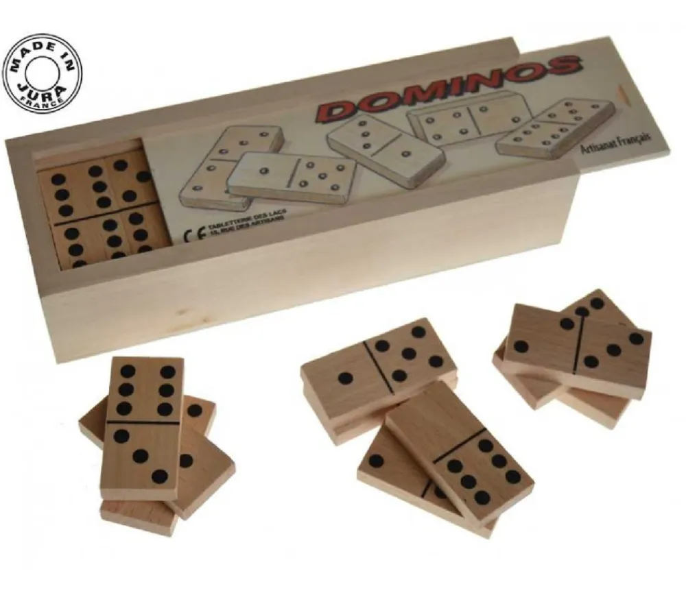 Tout Pour le Jeu Coffret jeu petits dominos bois 5 x 2.5 cm - fabriqué en France