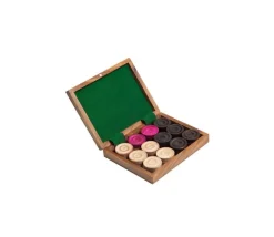 Tout Pour le Jeu Coffret palissandre avec 24 pions Carrom Carambole - palets bois